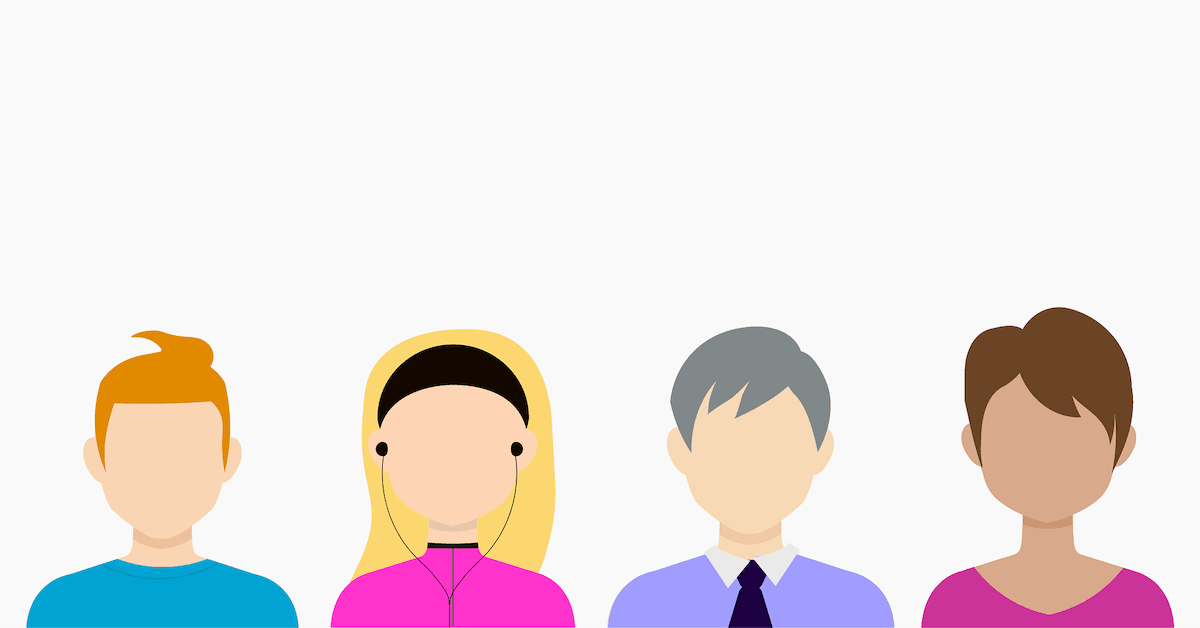 Vector graphic showing illustrations of four people